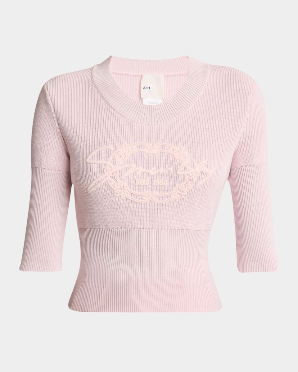 Logo Elbow-Sleeve Rib-Hem Sweat